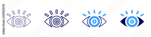 Eye vision correction icon in 4 different styles. Thin Line, Line, Bold Line, Duotone. Duotone style. Editable stroke