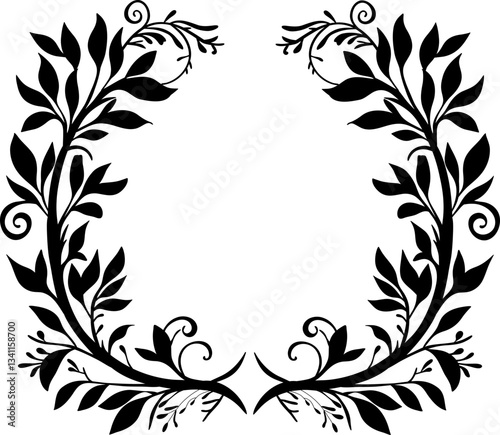 Canvas Print Elegant double line with leafy corner flourishes, perfect for invitations, branding, stationery, and decorative borders