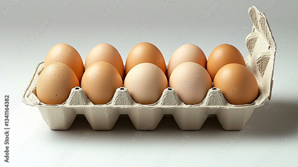 Fresh organic chicken eggs in a light-brown carton, perfect for farm-to-table concepts, culinary uses, healthy cooking events, or food photography projects. Fresh organic chicken eggs in a light-brown carton, perfect for farm-to-table concepts, culinary uses, healthy cooking events, or food photography projects.