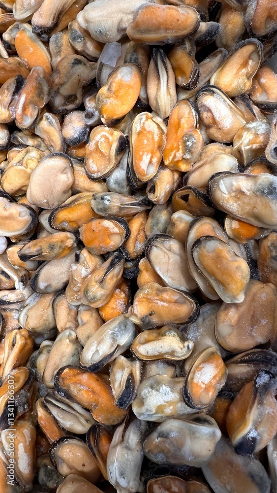 fresh mussels for sale at a fish market fresh mussels for sale at a fish market
