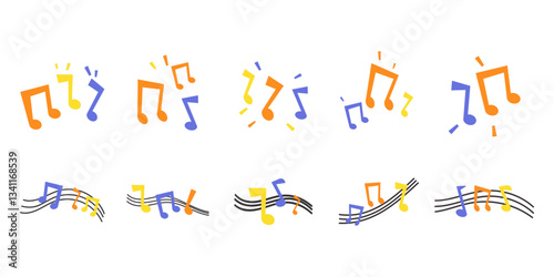 Colorful Musical Notes Illustration Set