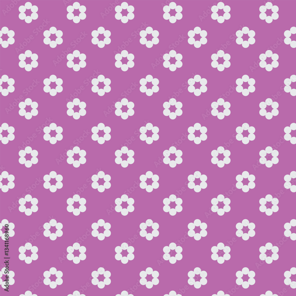 Simple flower doodle repeat pattern. Pink and white. Simple flower doodle repeat pattern. Pink and white.