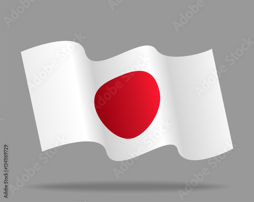 Japanese flag wavy background layout. Vector illustration.