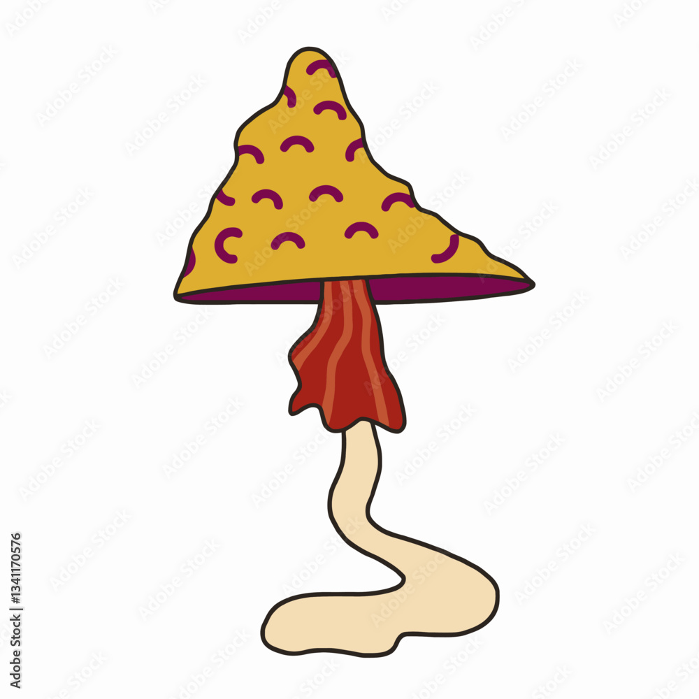 Whimsical Mushroom: An abstract depiction of a vibrant mushroom with a unique and colorful design. Whimsical Mushroom: An abstract depiction of a vibrant mushroom with a unique and colorful design.