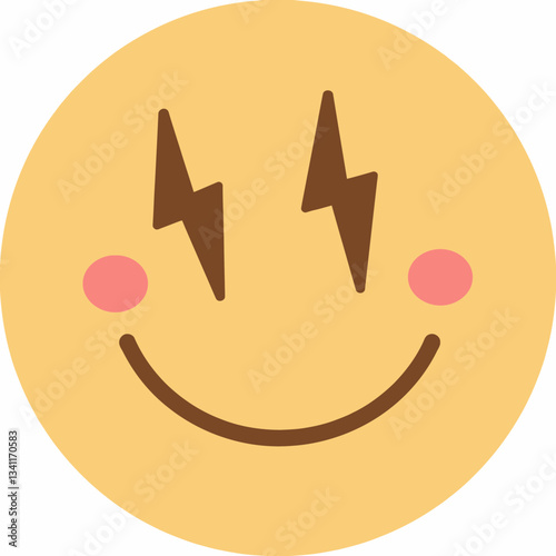⚡️Emoji Energy: A delightful and dynamic emoji radiates positivity with expressive lightning bolt eyes and rosy cheeks. capturing a cheerful and energetic vibe.