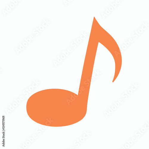 Melody in Orange: A vivid musical note, rendered in a striking orange hue, representing the essence of music and its ability to stir emotions.