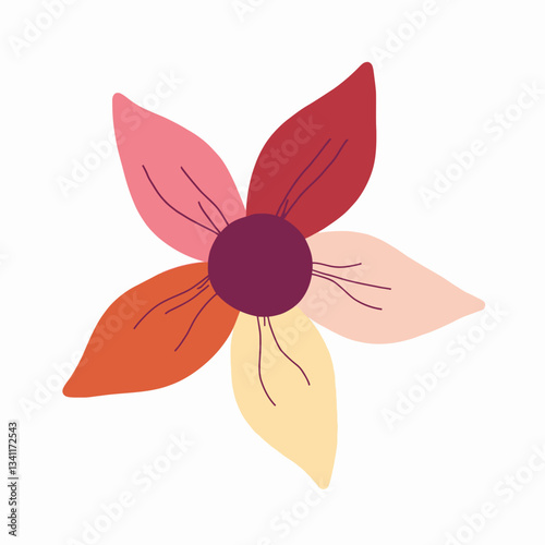 Flower's color palette: an abstract flower with vibrant petals. It can be used as a design element or a standalone illustration, a vibrant addition to any creative project.