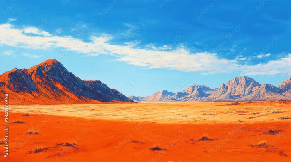 Naklejka premium Red sand, rocks, mountains. Generative AI