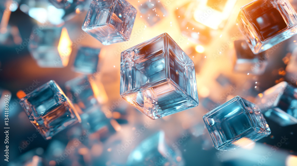 Floating ice cubes create a mesmerizing visual display in a dynamic setting
