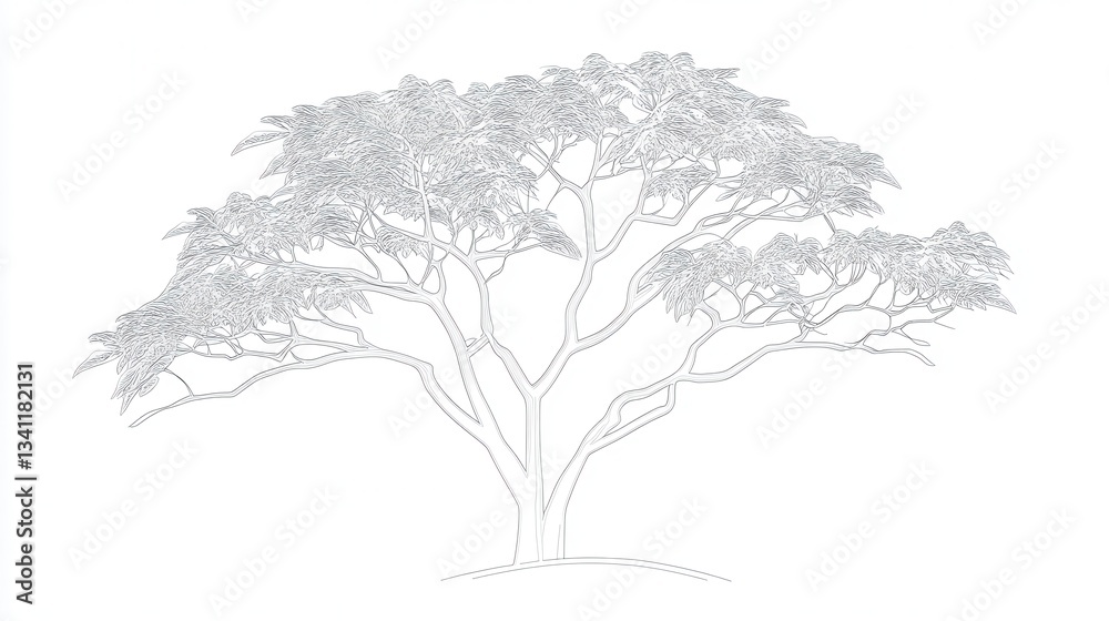 Fototapeta premium Majestic Tree Line Art: A Detailed Outline Drawing