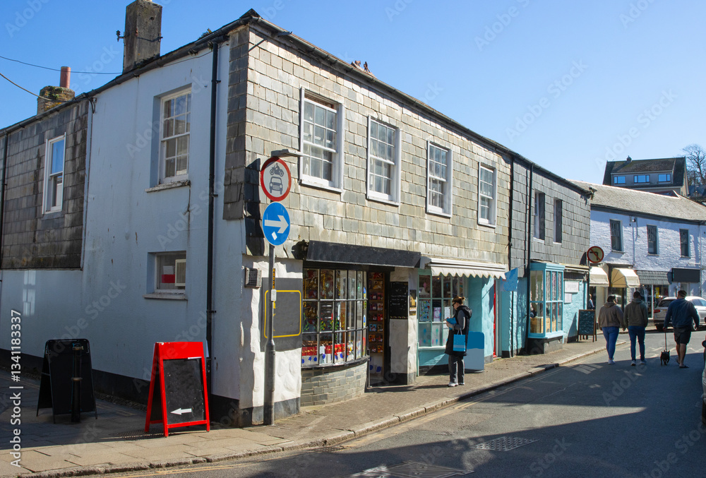 Street in the harbour town of Padstow in Cornwall