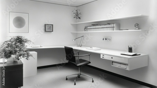 Modern minimalist office corner workspace photo