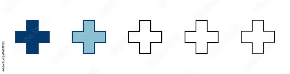 Plus Icon vector isolated on white background. Add plus icon. Addition sign. Medical Plus icon Plus Icon vector isolated on white background. Add plus icon. Addition sign. Medical Plus icon