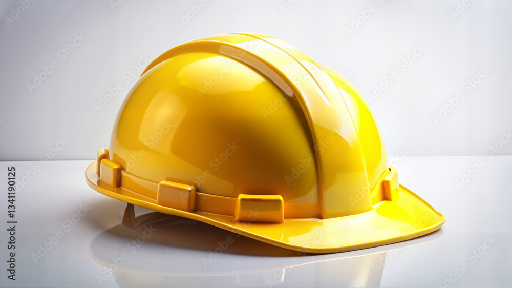 Fototapeta premium Yellow construction helmet on white background