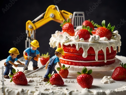 Mini Builders Creating a Strawberry Cake