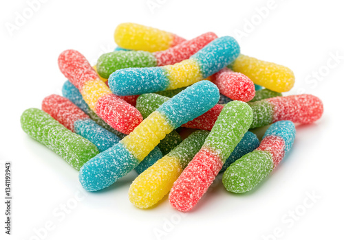 Gummy worms isolated on white background.