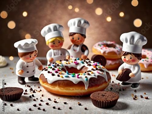 Mini Chefs Creating a Chocolate Donut
