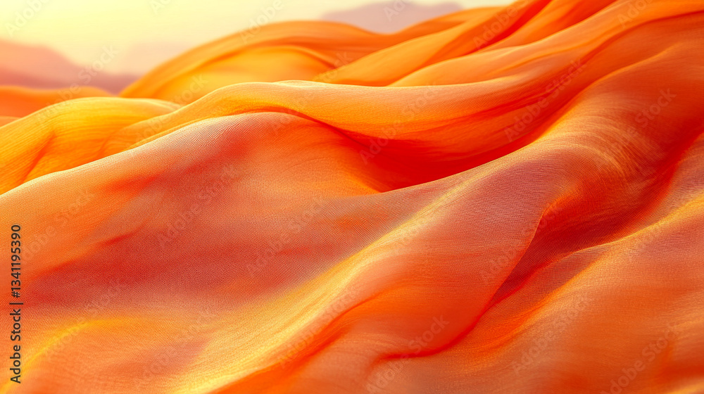 Colorful fabric waves flowing gently under warm sunlight during a serene afternoon