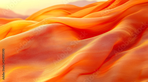 Obraz na płótnie Colorful fabric waves flowing gently under warm sunlight during a serene afternoon w salonie