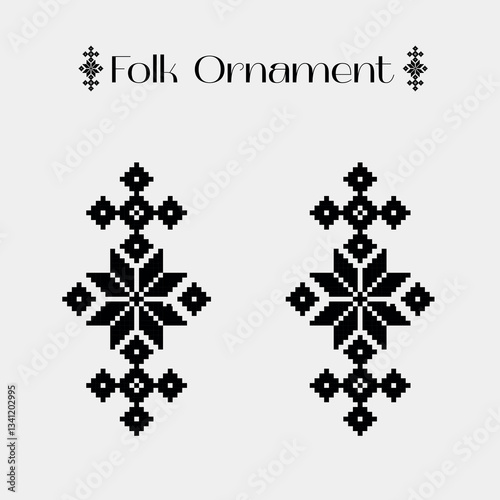 set of abstract geometric shapes ukrainian ornament