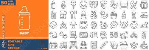 Baby Line Editable Icons set