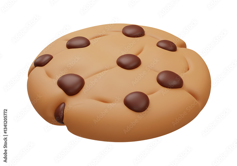 Fototapeta premium Chocolate Chip Delight: A perfectly baked, delicious chocolate chip cookie, inviting indulgence and the simple pleasure of a sweet treat.