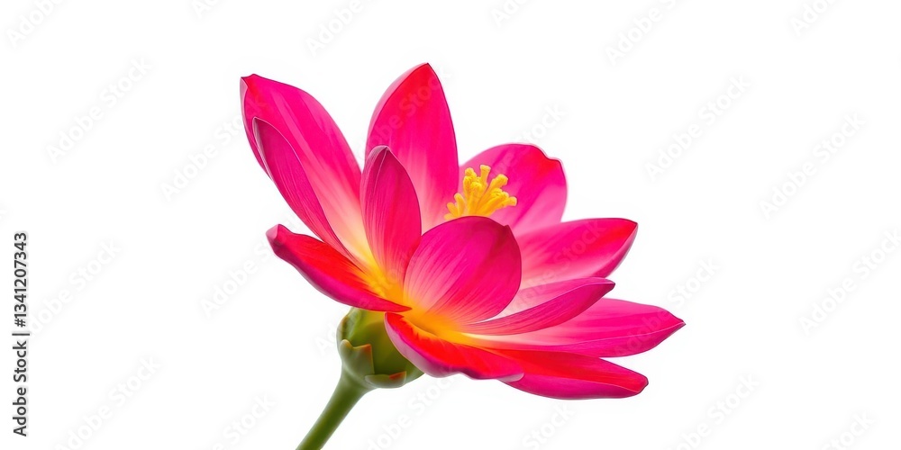 A single vibrant bloom, petals unfurled, isolated on pure white, flora, petal A single vibrant bloom, petals unfurled, isolated on pure white, flora, petal