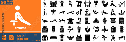 Fitness Solid Editable Icons set