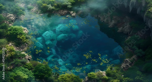 the blue water of a lake