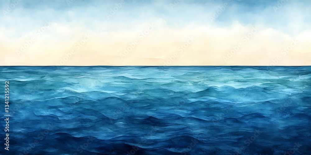 Obraz premium Ocean waves under a cloudy sky