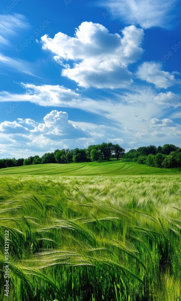 Fototapeta premium green field and blue sky