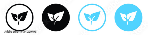 Leaf vector icons in black and blue colors