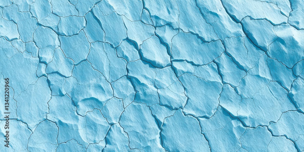 Fototapeta premium Deep blue glacial ice, fractured surface, sharp cracks, cold texture, ice, brittle, cold