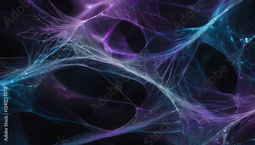 Abstract Blue and Purple Crystal Webs Background