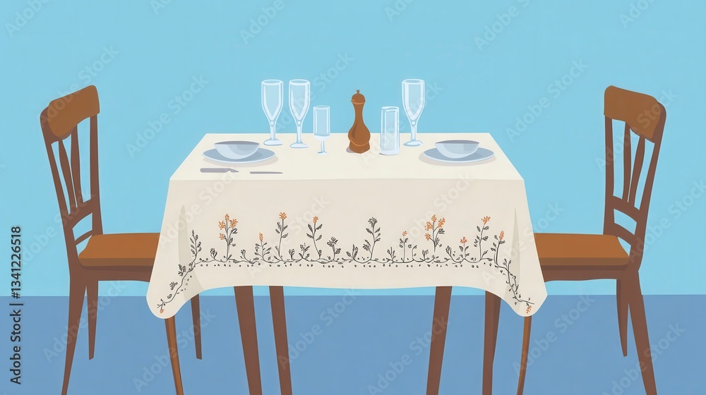 Obraz premium Simple Table Setting in a Calm Dining Room