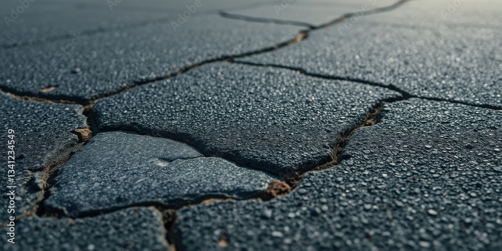 Obraz premium Close-up view of a dark, textured surface with cracks and water droplets