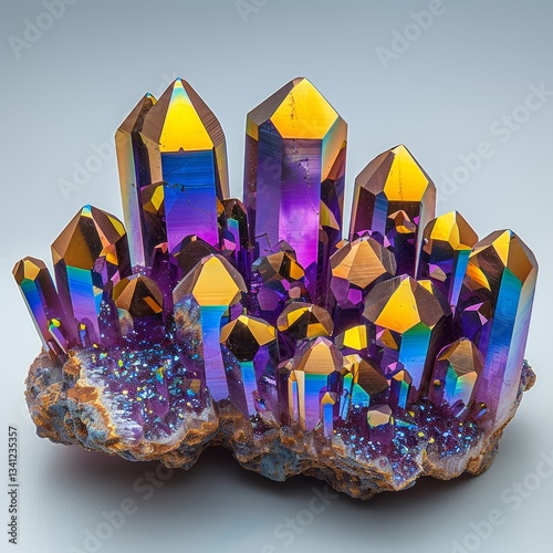 Stunning rainbow pyrite gemstone displayed against a crisp white background for visual contrast