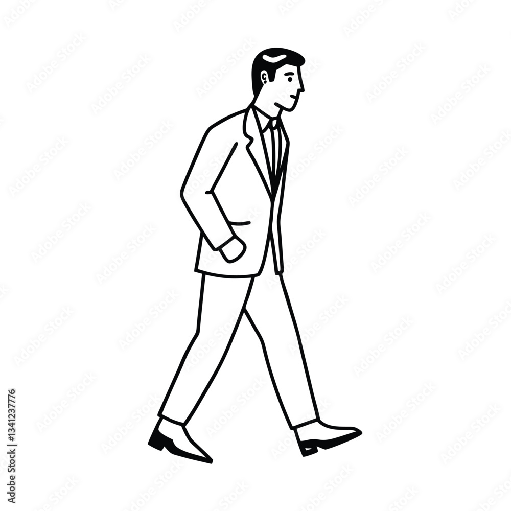 Stylish Man Walking, Business Suit, Professional, Outline, Simple, Elegant, Modern, Minimalist, Line Stylish Man Walking, Business Suit, Professional, Outline, Simple, Elegant, Modern, Minimalist, Line