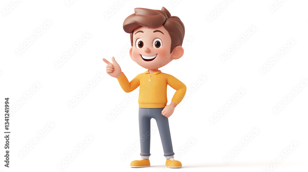 Professional 3D Cartoon Character Showing Hand Gesture in Studio Setting Professional 3D Cartoon Character Showing Hand Gesture in Studio Setting