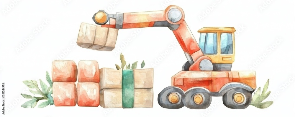 Fototapeta premium Advanced robotic system efficiently handling raw materials in a modern industrial setting.