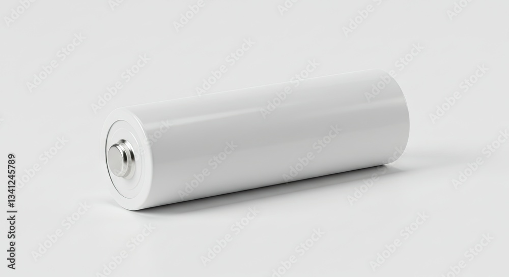 Single Blank Aa Battery on White Background for Energy and Power Single Blank Aa Battery on White Background for Energy and Power