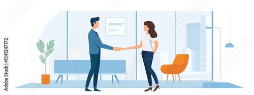 Business Partnership Agreement in Modern Office Setting
