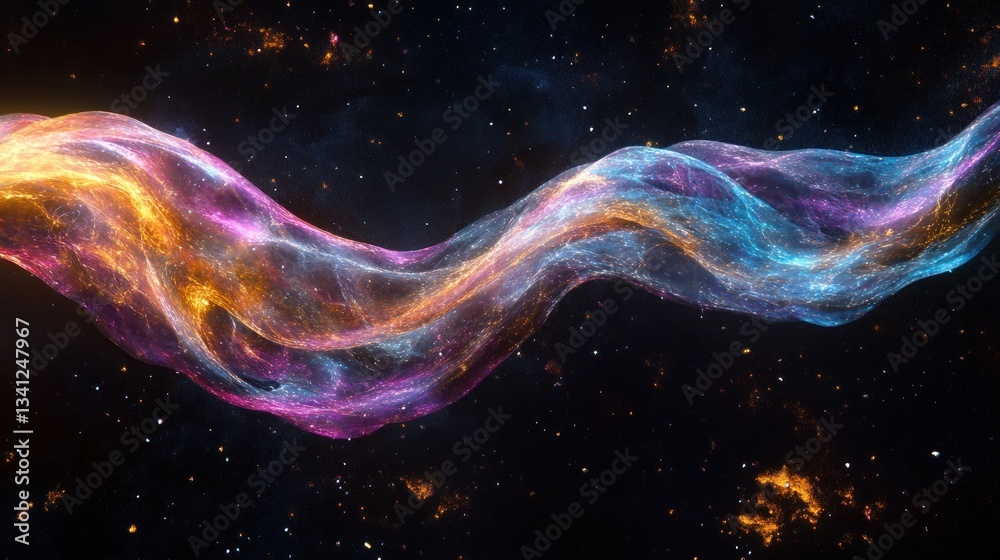 Fototapeta premium Abstract luminous dna strand twisting in deep space glowing with vibrant energy