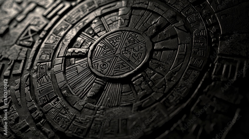 Naklejka premium ancient symbols abstractly in black tones.