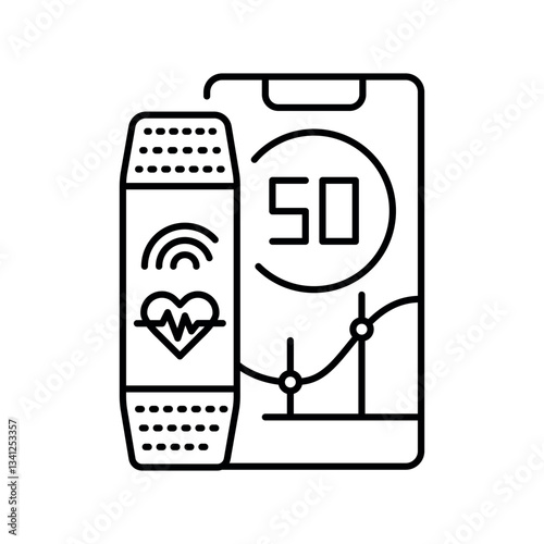 fitness tracker black line icon for digital and print projects.
