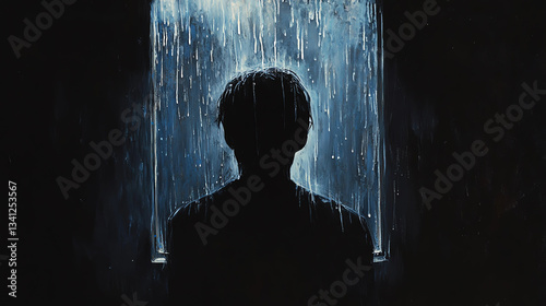 silhouette of a man looking out a window