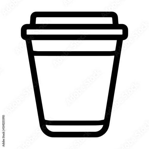 Blank takeaway coffee cup icon, minimalist style, black and white, beverage concept