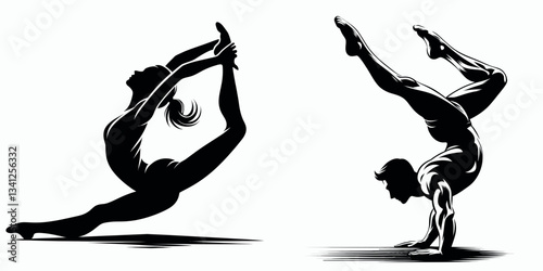 Sport Artistic Gymnastics Splits silhouette, a graceful pose showing flexibility and balance.