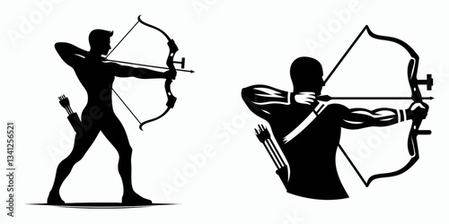 Sport Archery Breathing control silhouette, focus narrows, breath deepens, arrow flies true towards the center ring.
