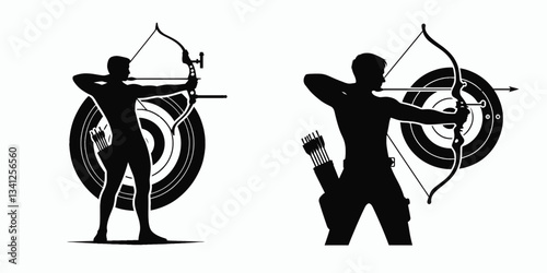Sport Archery Focusing silhouette evokes precision, aiming for bullseye success with quiet intensity.